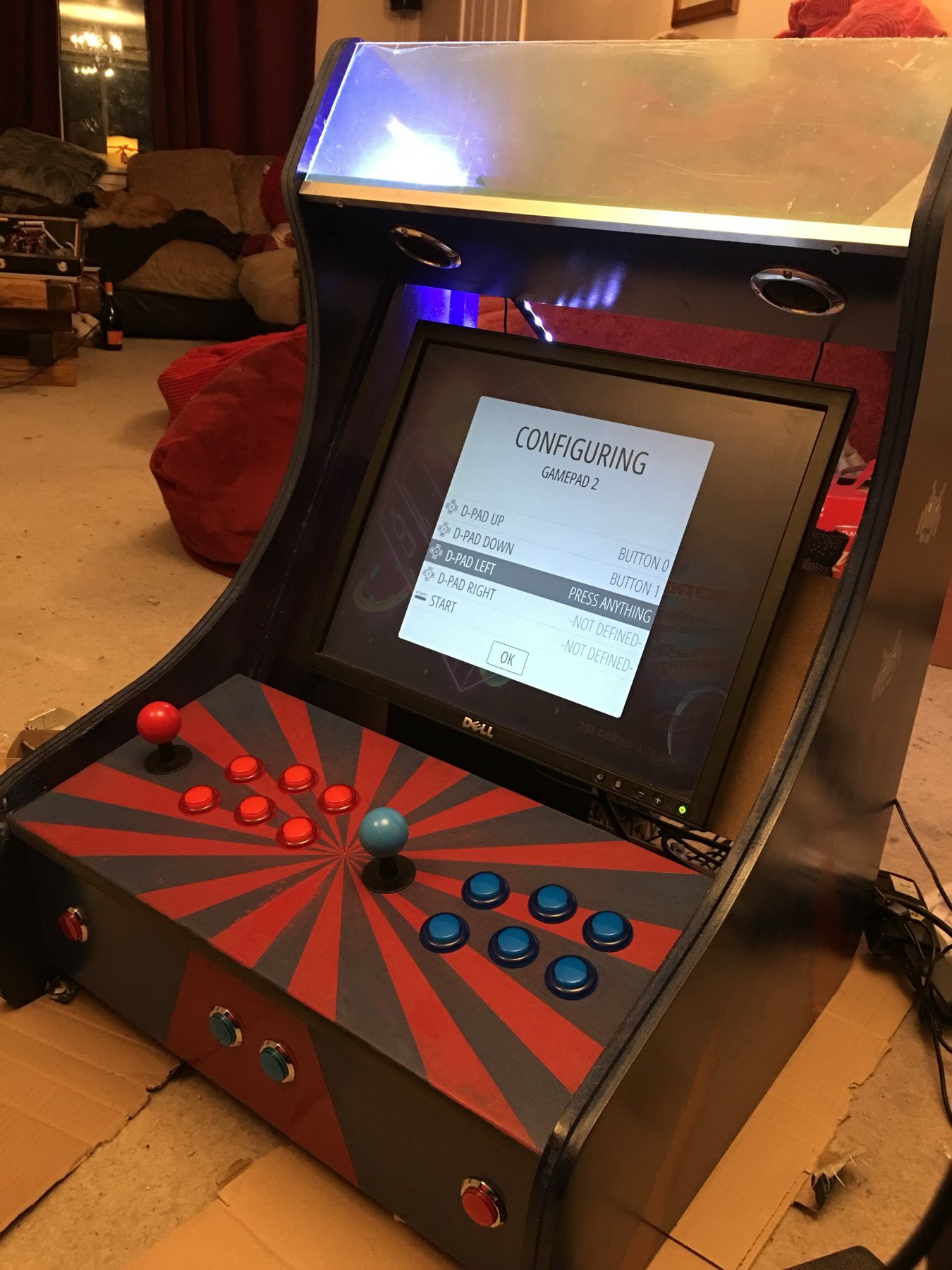 RetroPie configuring the second gamepad on the cabinet screen